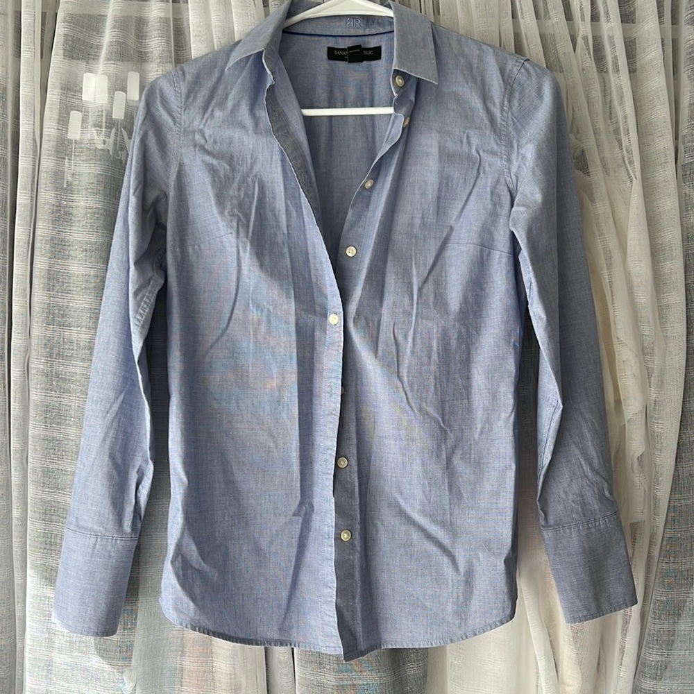 Banana Republic Blue Riley Petite Dress Shirt